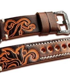 Handmade Leather Carved Watch/Strap bands For Apple Watches - Brown