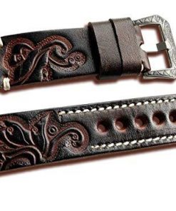 Handmade Leather Carved Watch/Strap bands For Apple Watches - Rose Brown