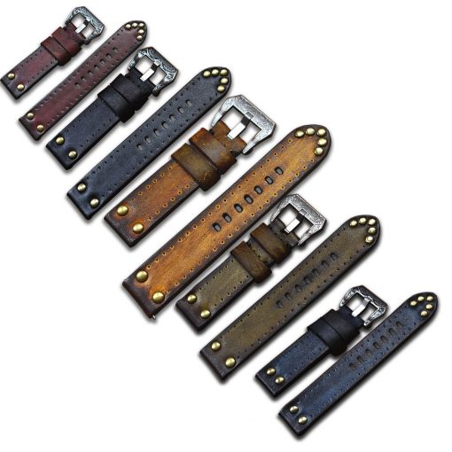 Handmade Leather Watch Band Watch Strap Crazy Cow Studded Apple Watch Band