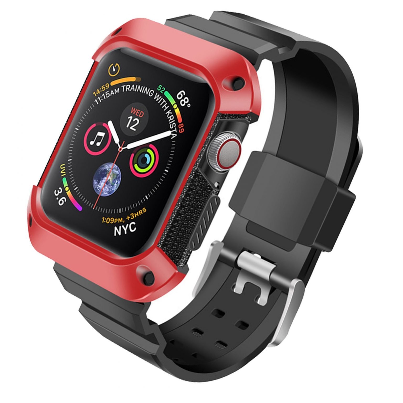 Apple Watch Band Sport Case With Strap Silicone Waterproof For 44mm 40mm Series 4, 5