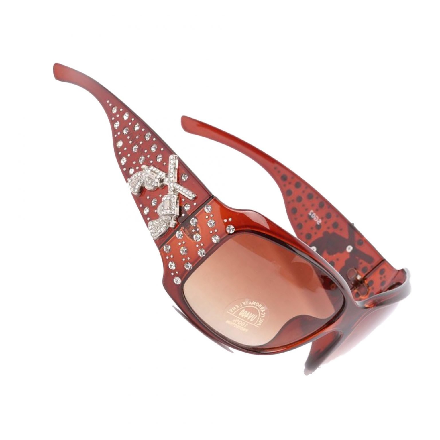 Hand Crafted Women's Sunglasses With Bling Rhinestone UV 400 PC Lens in Multi Concho