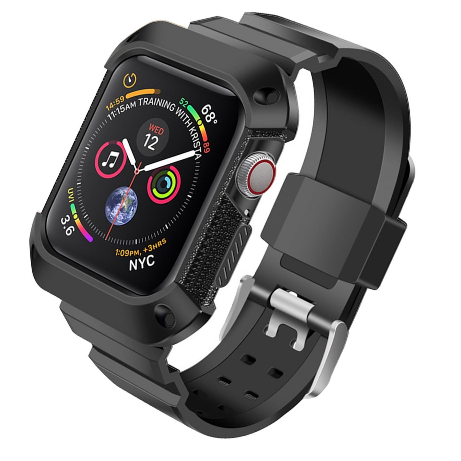 Apple Watch Band Sport Case With Strap Silicone Waterproof For 44mm 40mm Series 4, 5