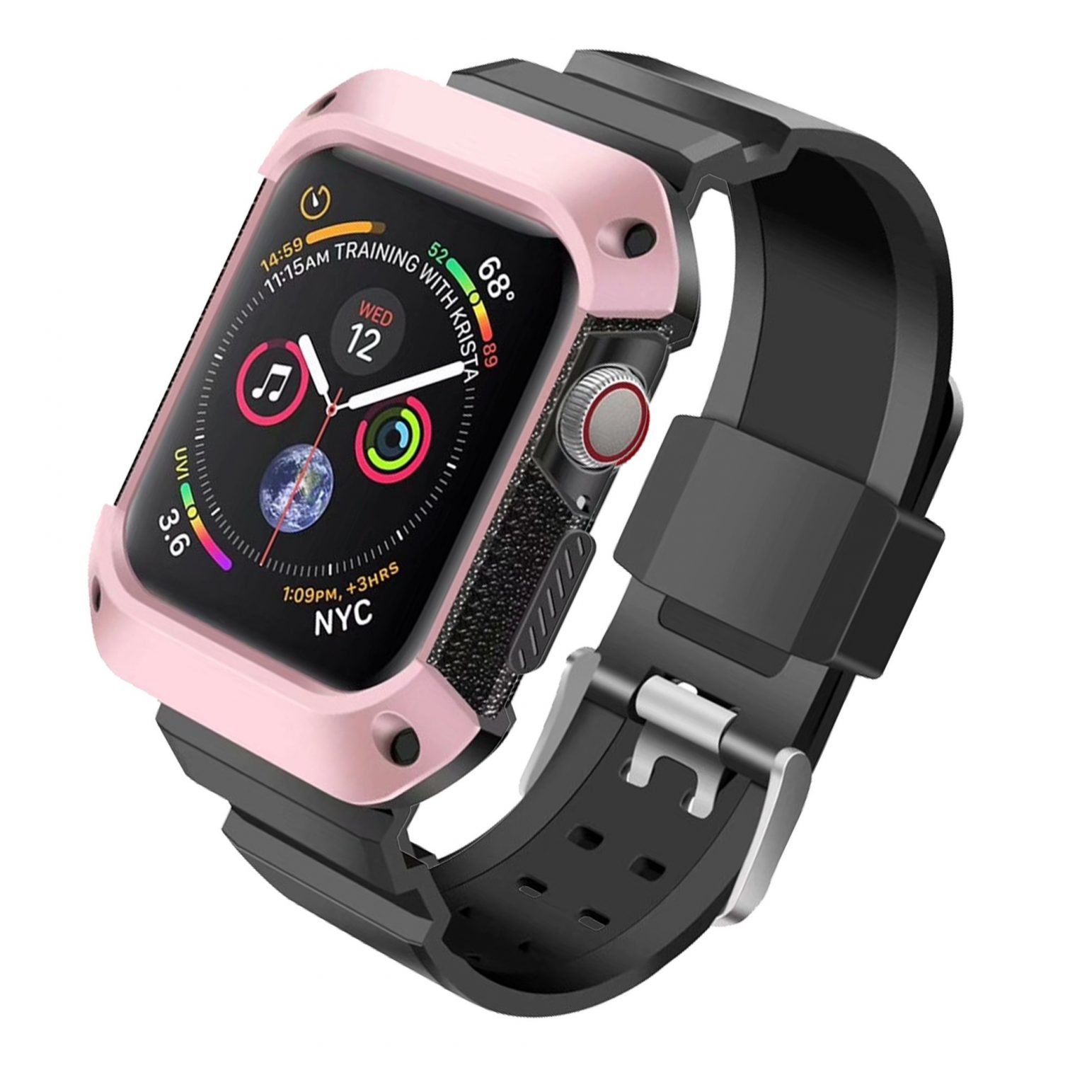Apple Watch Band Sport Case With Strap Silicone Waterproof For 44mm 40mm Series 4, 5