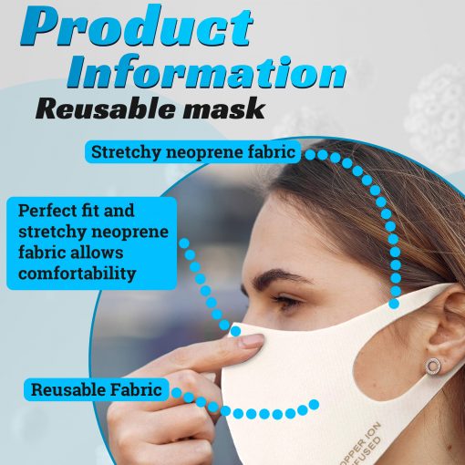 Infused Copper Ion Washable Reusable Cloth Face Mask